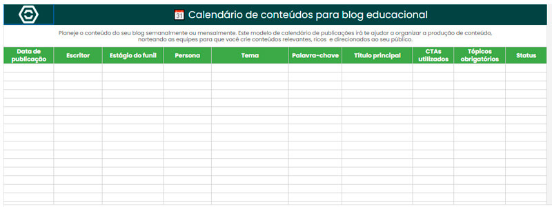 Calendário de conteúdos para blog educacional (com modelo pronto) - Rubeus