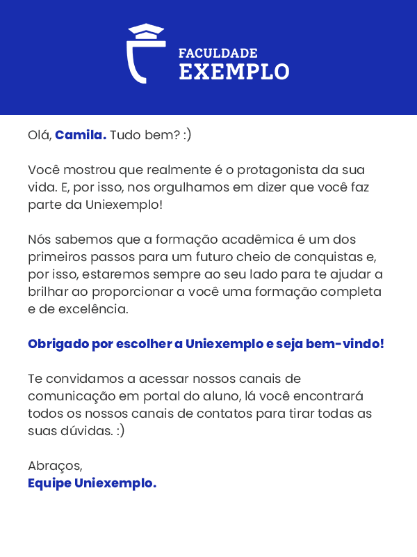 Imagem explicativa: e-mail de boas-vindas