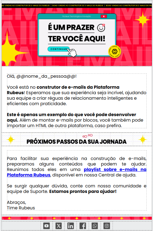 Modelo de e-mail inicial - Como construir modelos de e-mails na Plataforma Rubeus